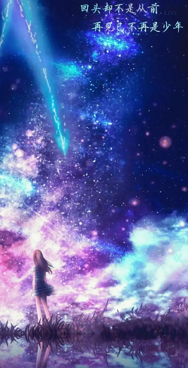 二次元唯美手机壁纸独自一人仰望星空,两人星河结伴而行.  - 抖音