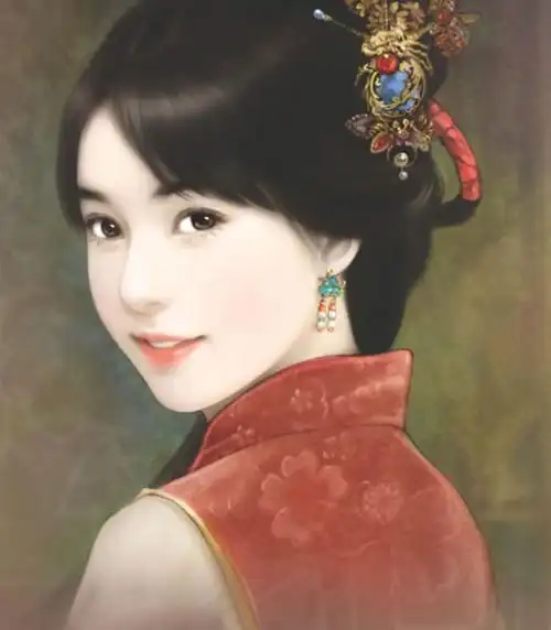 手绘古装美女 回眸一笑