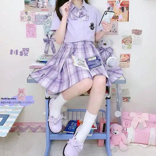 原创jk日系制服格裙学院学生服百褶裙百搭格子短裙夏季奈奈
