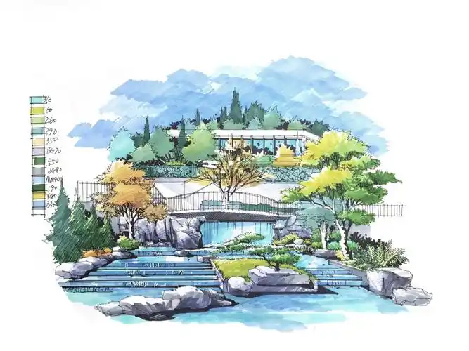 景观水景马克笔上色步骤来个关注不迷路