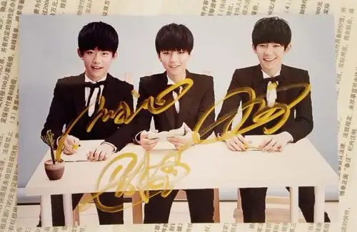 tfboys王俊凯王源易烊千玺亲笔签名照片四叶草签名照片周边热卖品
