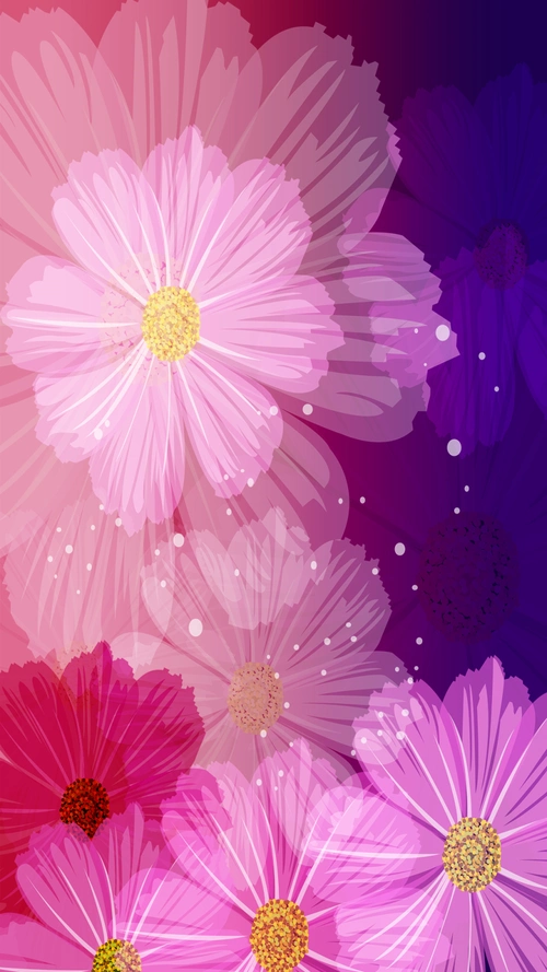 渐变粉色花手绘背景图