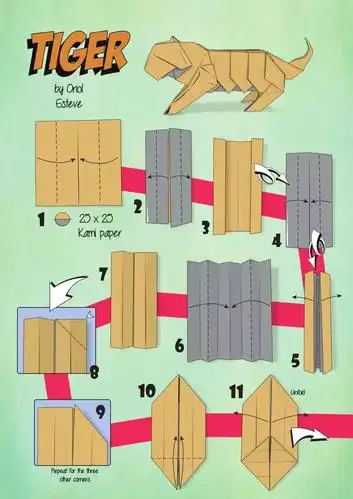 今天来折老虎吧,不难的