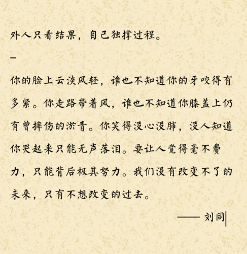 外人只看结果,自己独撑过程.