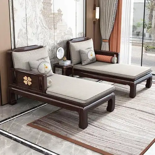 新中式实木紫金檀木贵妃椅太妃椅沙发客厅躺椅单独贵妃榻美人榻