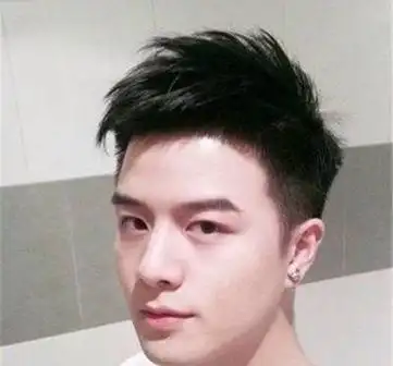 将鬓角的头发做成棱角,发顶上的头发顺着头型往前梳,男生剃鬓角飞机头