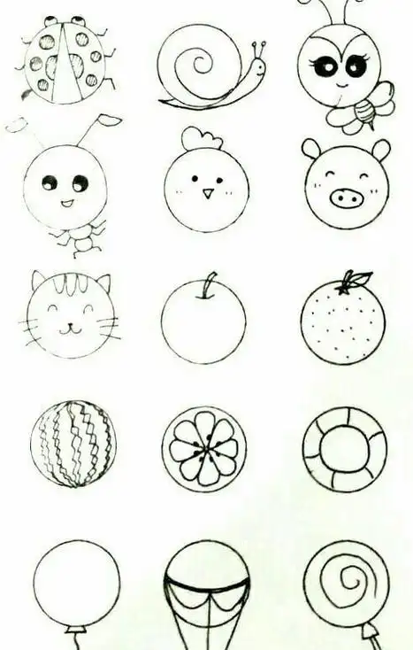 可爱儿童圆形头部简笔画