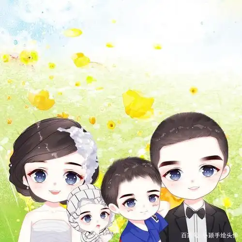 幸福一家三口,四口头像,简单温馨手绘头像合集