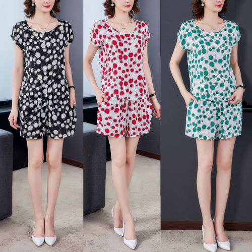 件套洋气棉绸套装夏季新款时尚显瘦上衣短袖蕾丝衫