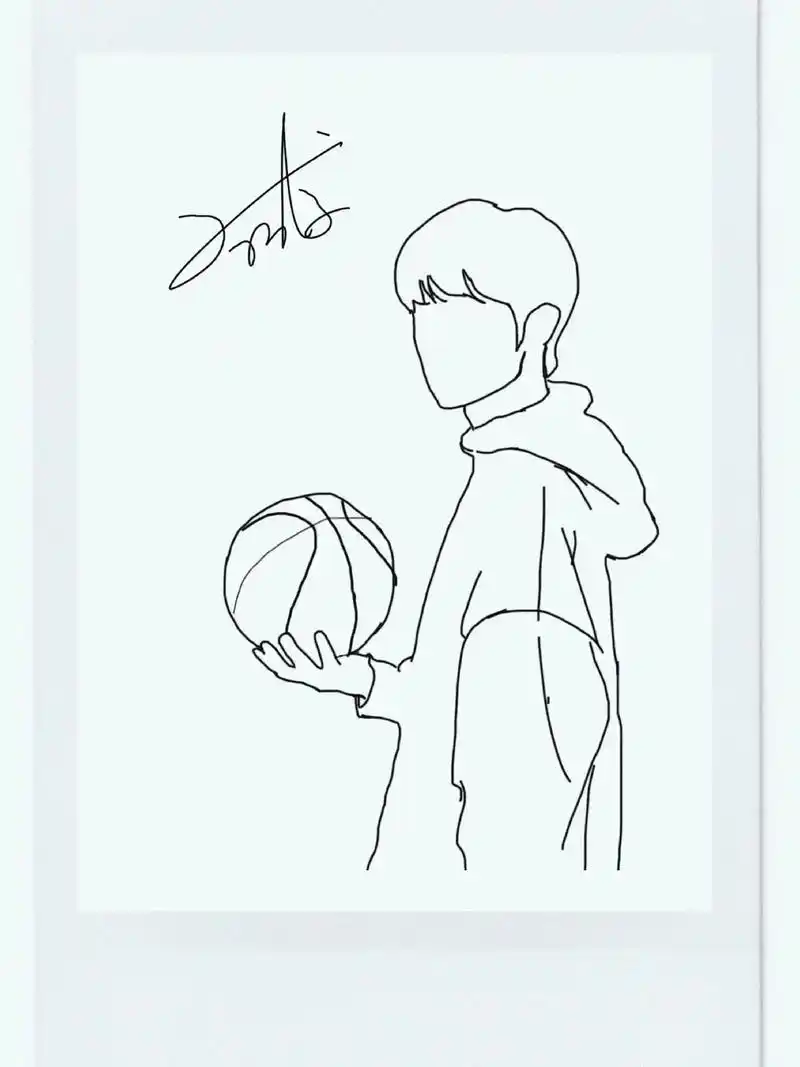 刘耀文 #线条画 跟上节奏!(签名是模仿的,感觉添上去整体 - 抖音