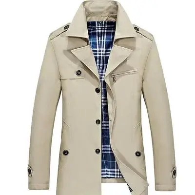 花花公子贵宾男装风衣中长款薄英伦修身商务休闲风衣青年男士外套--m