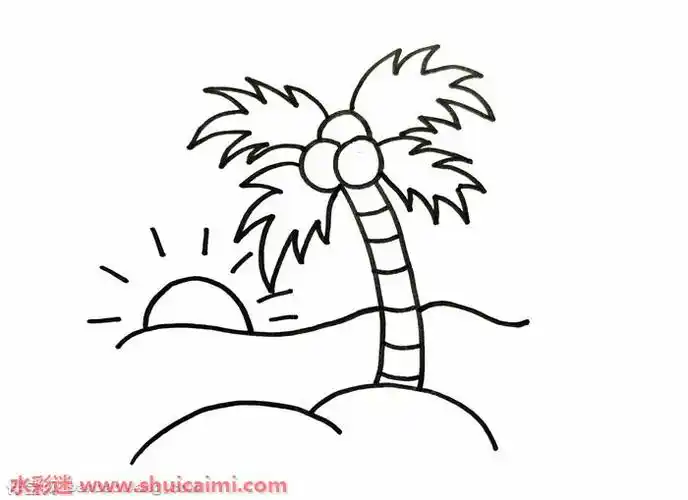 海边风景怎么画海边风景带颜色简笔画步骤