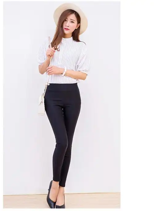 高腰显瘦打底裤女外穿春秋薄款黑色大码紧身春夏九分女裤小脚裤