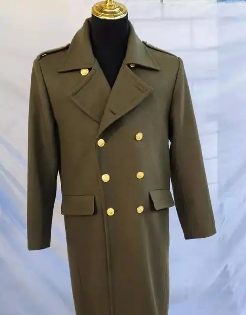 潮牌男毛呢大衣双排扣陆空校87式加厚加棉版门卫冷库服sn3139 土黄