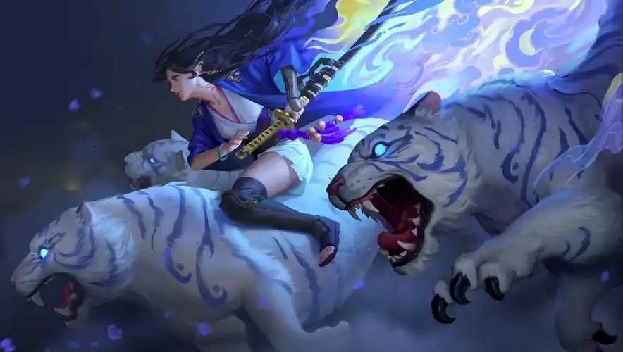 美女武士刀老虎4k动漫壁纸