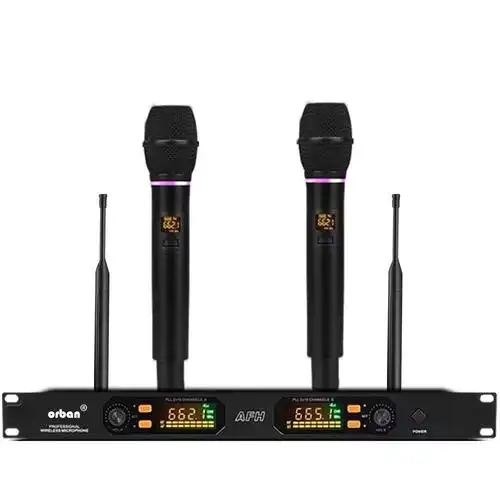 uhf无线麦克风一拖二手持麦克风家庭k歌户外舞台专用卡拉ok话筒