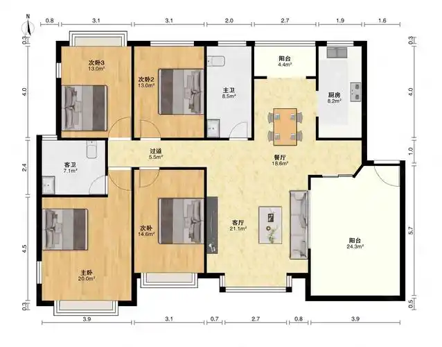 离梦想很近实现舒适4室2厅2卫2阳台新婚首推