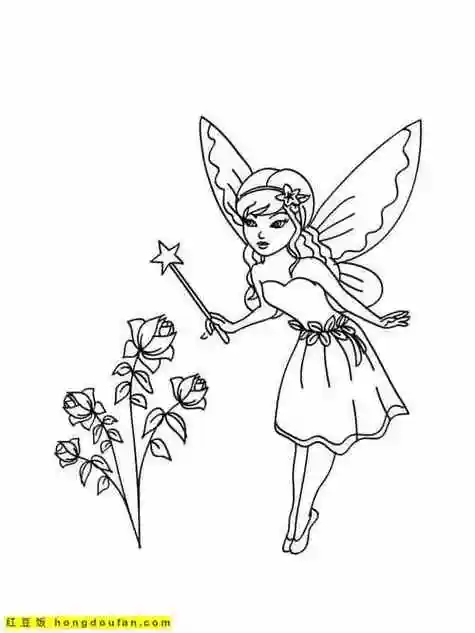 10张花仙子拇指姑娘小仙女卡通涂色图片免费下载-红豆饭小学生简笔画