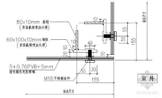 玻璃栏杆转角节点图