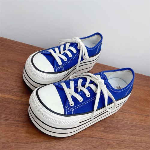 舒淼家克莱因蓝小众设计低帮大头小白鞋帆布鞋2022新款板鞋子潮女