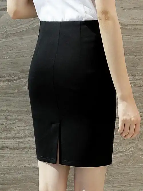 半身裙包臀裙高腰修身显瘦职业工作服ol黑色开叉西装裙短裙一步裙