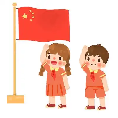 卡通手绘国庆开学少先队员敬礼人物素材