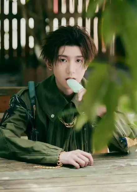 王源身穿军绿色工装拍大片 酷帅十足青春活力满满