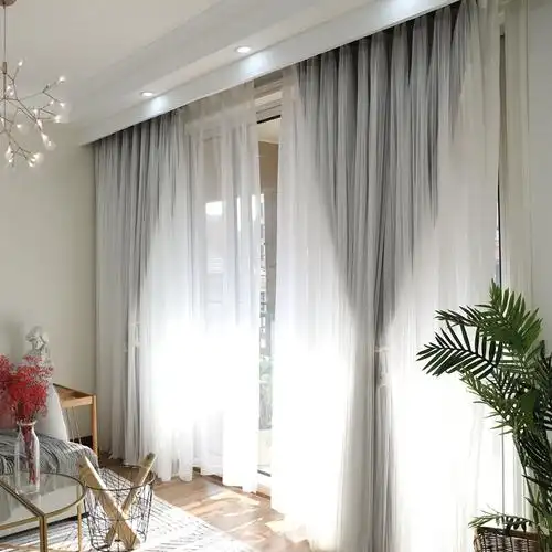 北欧风格全遮光卧室窗帘成品简约现代公主风抖音同款网红ins双层灰色
