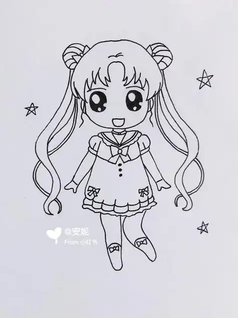 动漫卡通简笔画 动漫卡通简笔画 美少女 简笔画图片大全-普车都