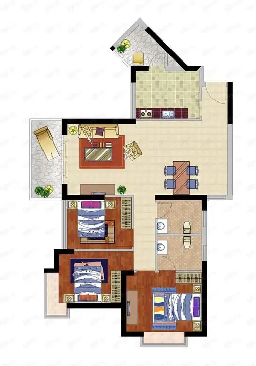 金润豪庭三室二厅一卫户型图