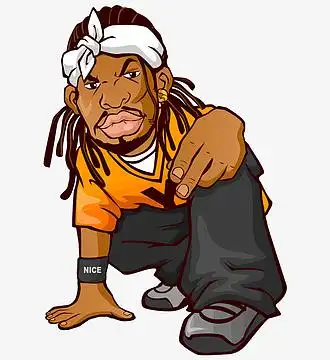 白色头巾嘻哈街头黑人插画卡通人