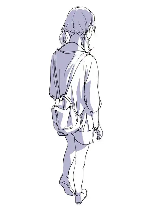 女生背影绘制参考学画画画师toshi