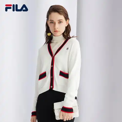 fila斐乐高圆圆同款女士2021秋季新款时尚运动编织运动茄克