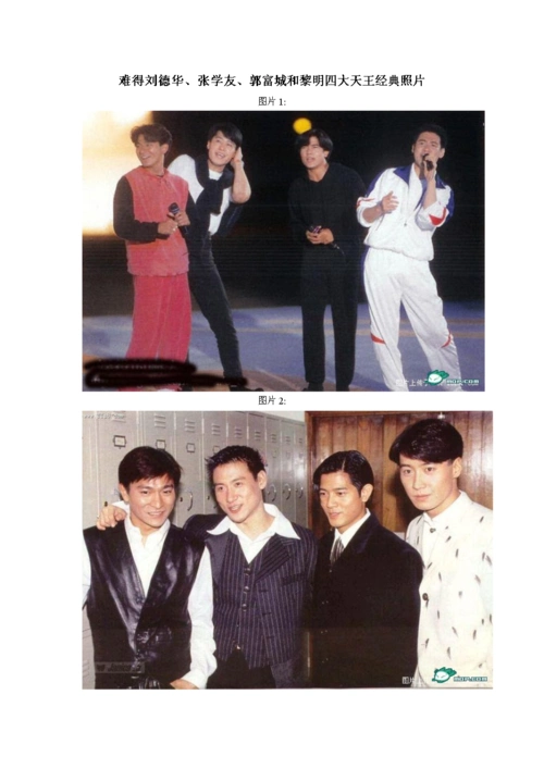 难得刘德华,张学友,郭富城和黎明四大天王经典合影照片.doc