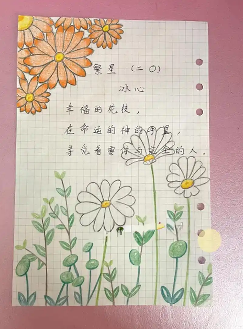 诗集现代诗摘抄四年级繁星冰心 四年级下册语文作业 自制手绘诗集