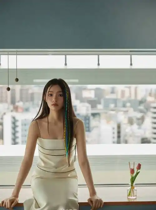 "美人鱼"林允在绿草地上拍写真,明艳动人,洋溢青春气息_照片_白色