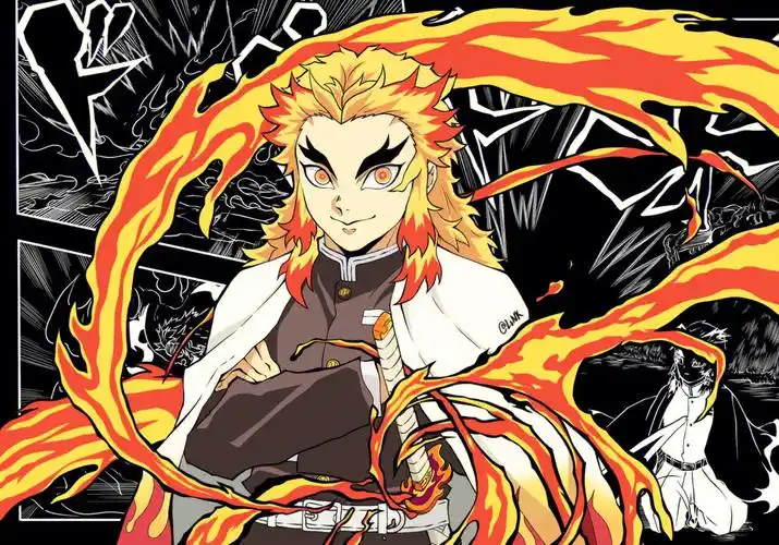 鬼灭之刃炎柱炼狱杏寿郎手绘壁纸