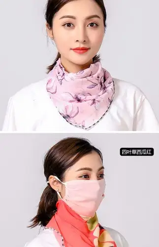 防晒面纱口罩女春夏出游百变小丝巾三角巾韩版百搭潮护脖护颈围脖