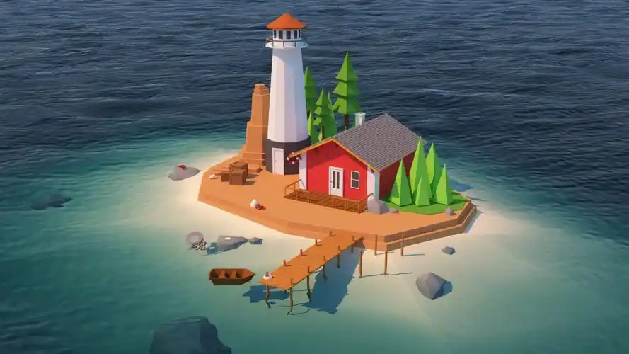 海中小岛插画图片