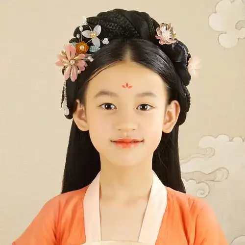 古装汉服发型女童明制宋制儿童造型发包发箍假发