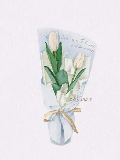 ipad手绘郁金香花束