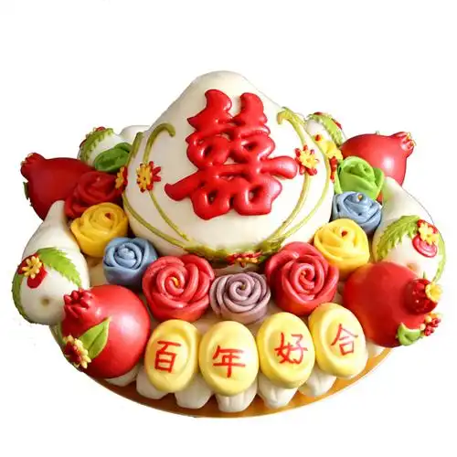 胶东花饽饽手工馒头馍馍礼盒喜饽饽庆典结婚馒头中式蛋糕4000g 【百年
