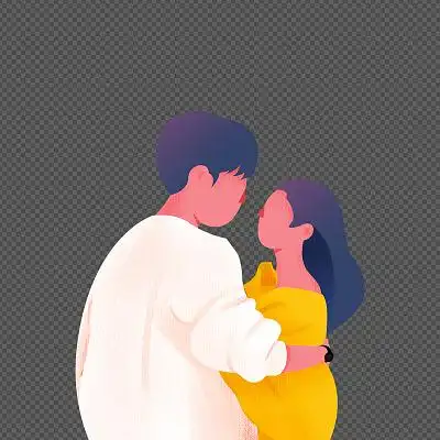 彩色卡通手绘情侣夫妻爱人png素材元素