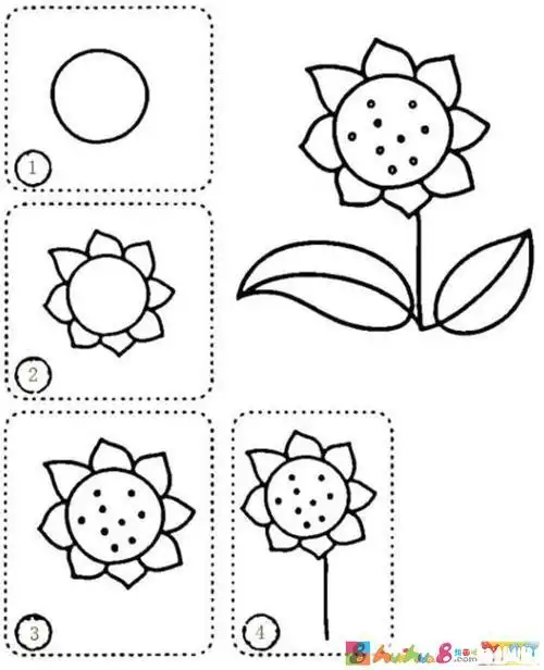 怎么画向日葵简单画法怎么画简笔画教程绘画吧-画画