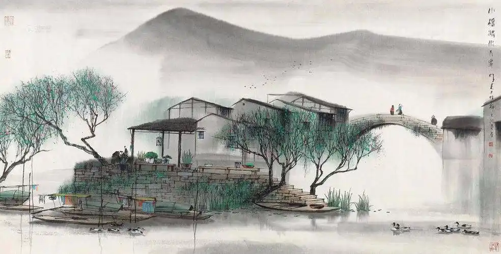 一蓑烟雨枕江南  "                           杨明义  丨国画作品