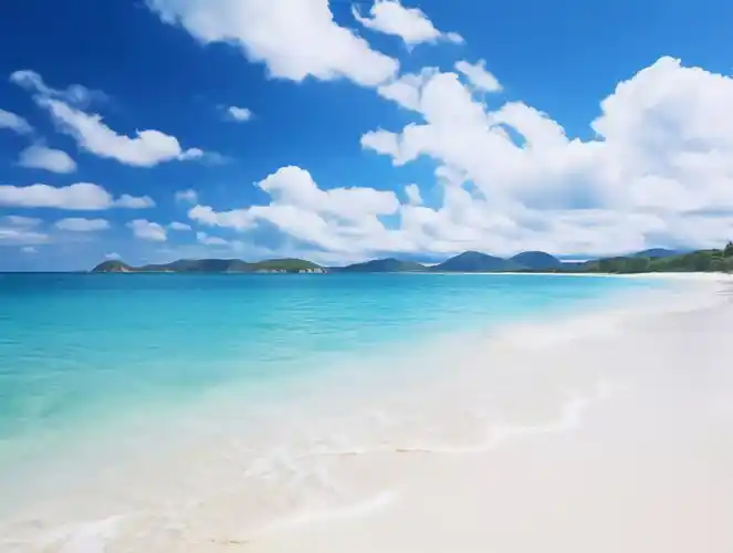 蓝天白云明亮背景大海唯美清新壁纸度假旅游