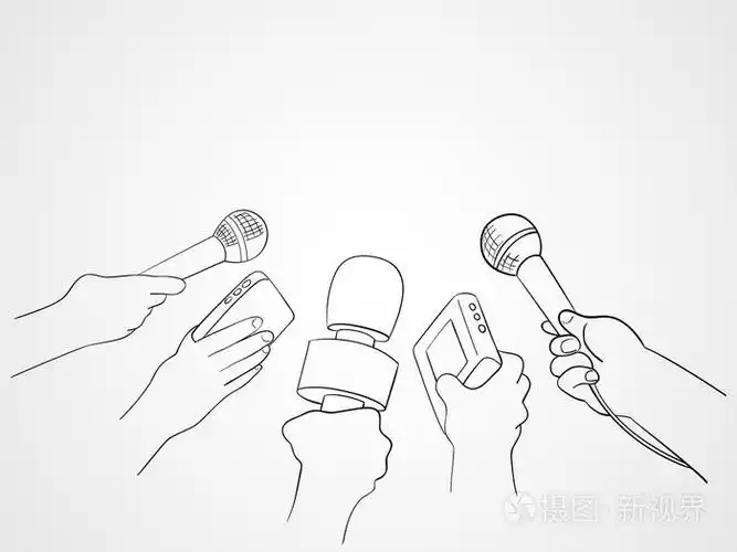 线条艺术插画的记者