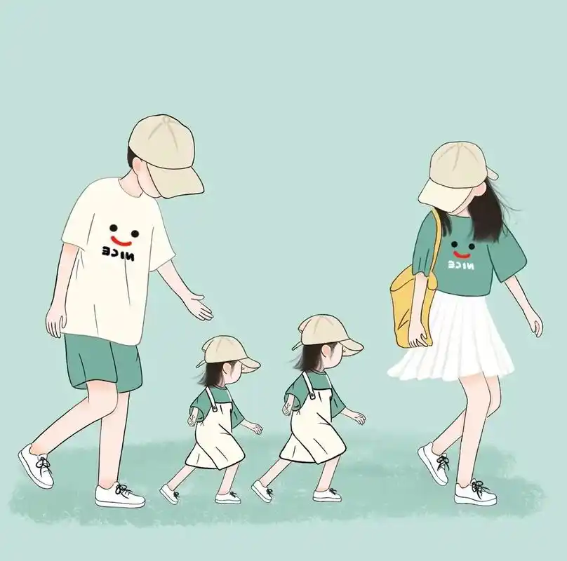 亲子头像 #全家福卡通头像 #一家四口头像 #可爱萌图 # - 抖音