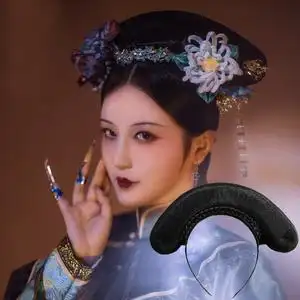 旗头清朝格格头饰宫廷假发清宫皇后太后贵妃古装造型汉服发箍古风