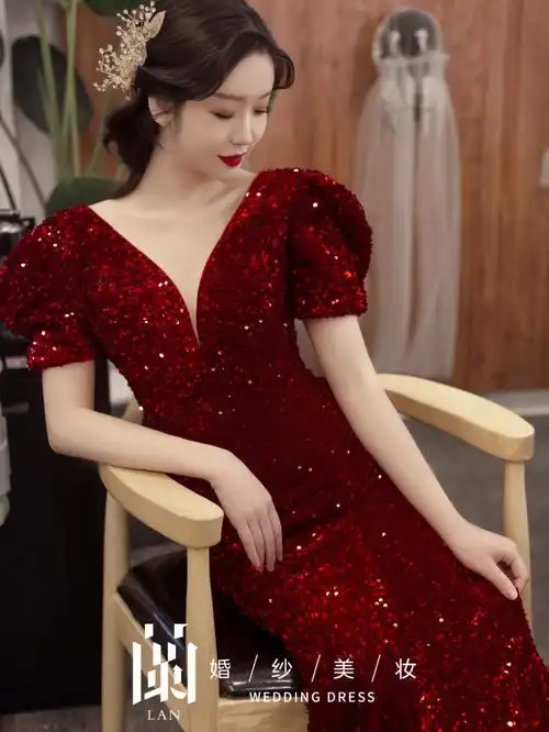 新娘敬酒服造型  #新娘造型  #红色敬酒服  #婚纱礼服  #新娘跟妆